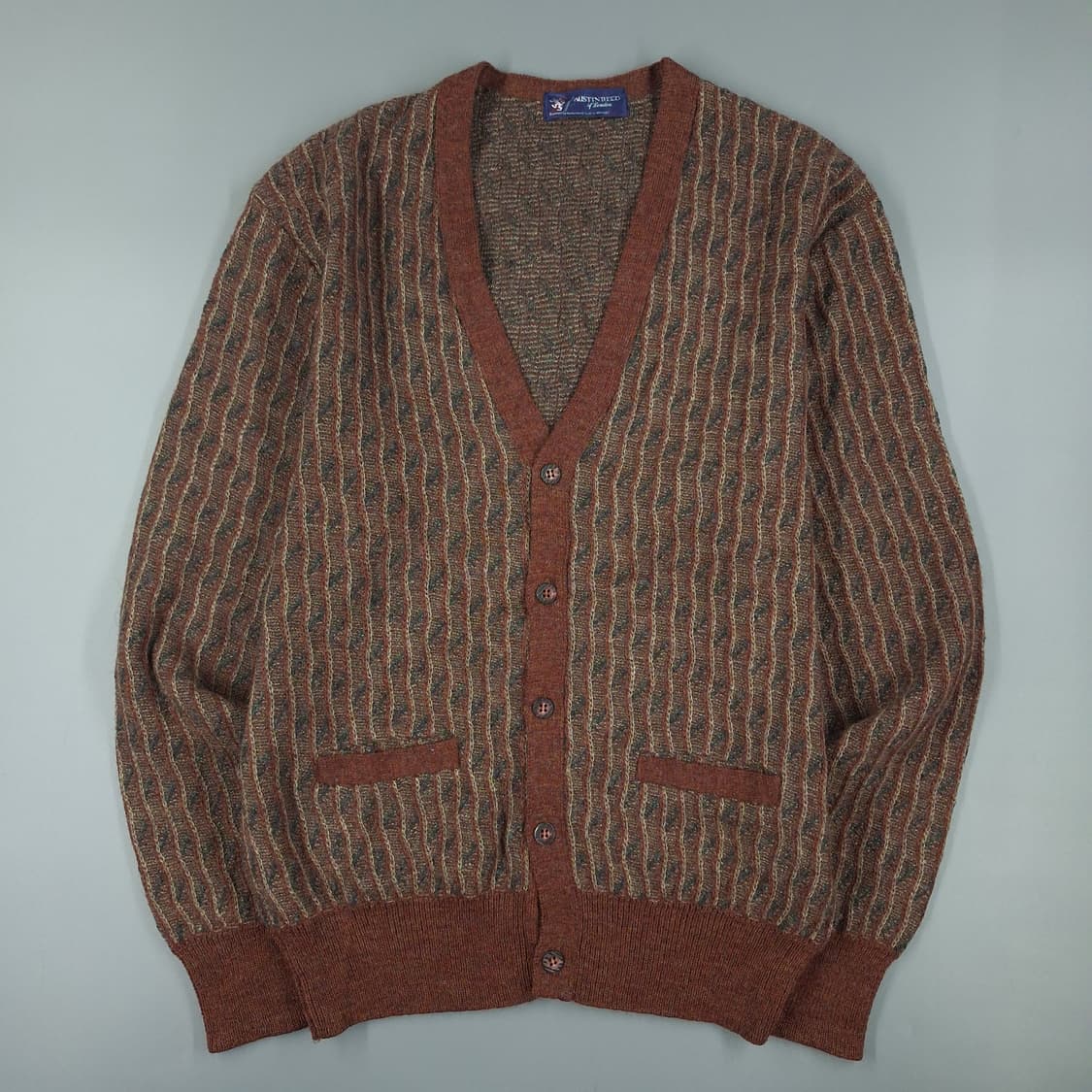 오스틴리드 브라운 멀티컬러 스트라이프 울100 브이넥 니트 가디건 M 상품이미지3