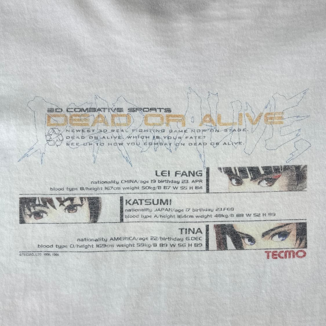 90s 데드 오어 얼라이브 빈티지 싱글스티치 티셔츠 M 상품이미지4