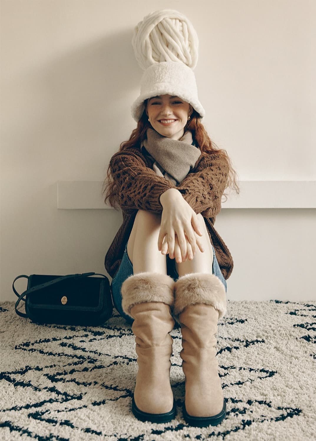 [한번착용] 렉켄 퍼 부츠 (털부츠 양털부츠 무스탕부츠 어그) 상품이미지1