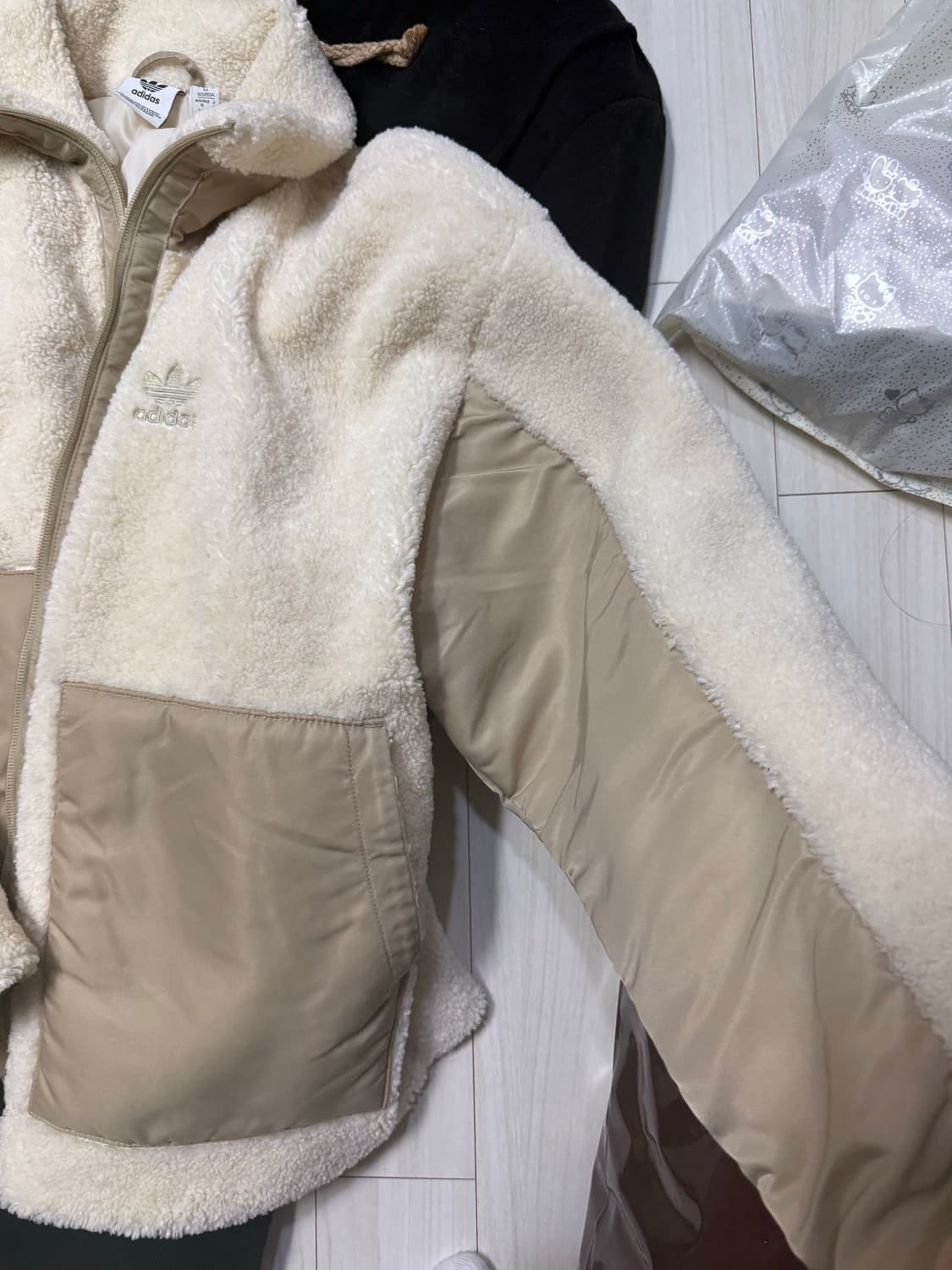 아디다스 양털 쉐르파 바이커 자켓 s 상품이미지4