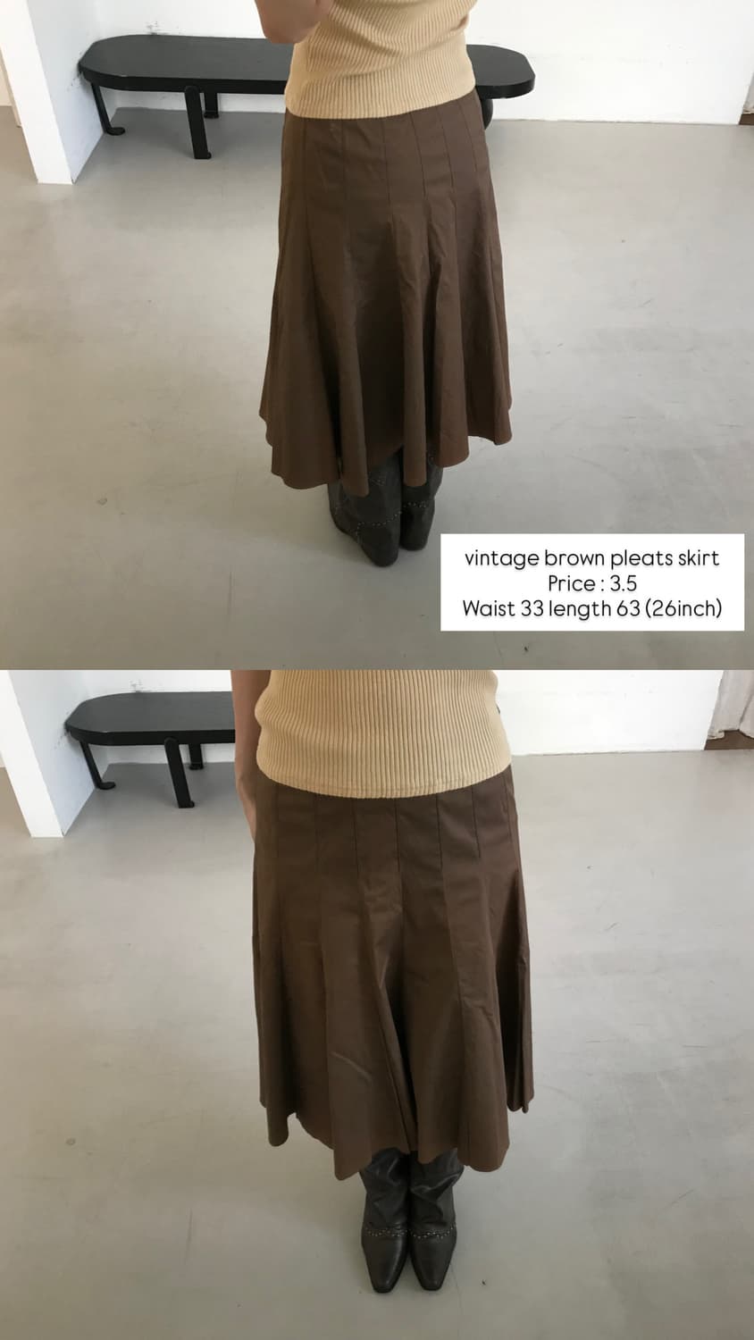 vintage brown pleats skirt 상품이미지10