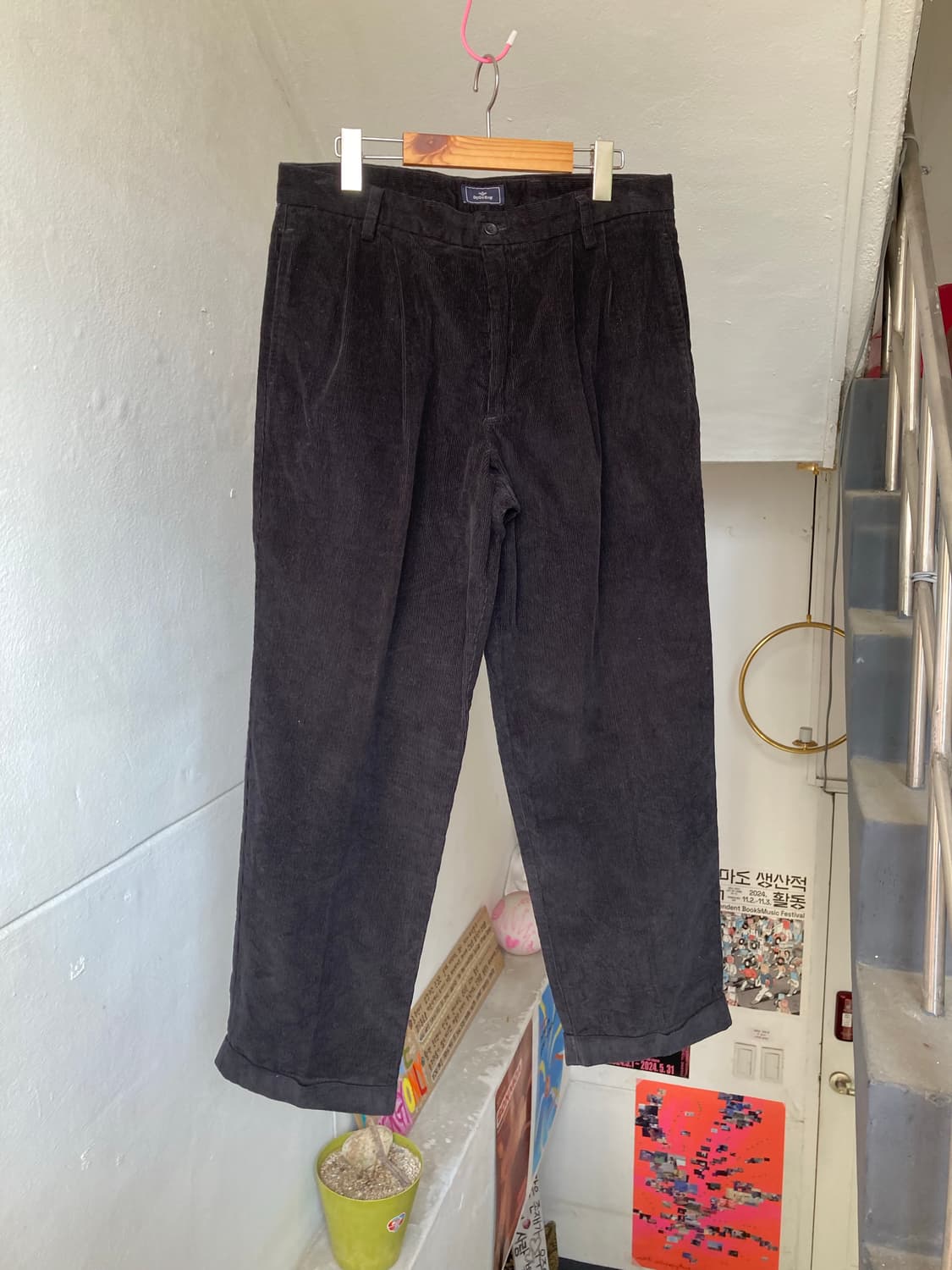 빈티지 베이직 블랙 골덴 팬츠 상품이미지1