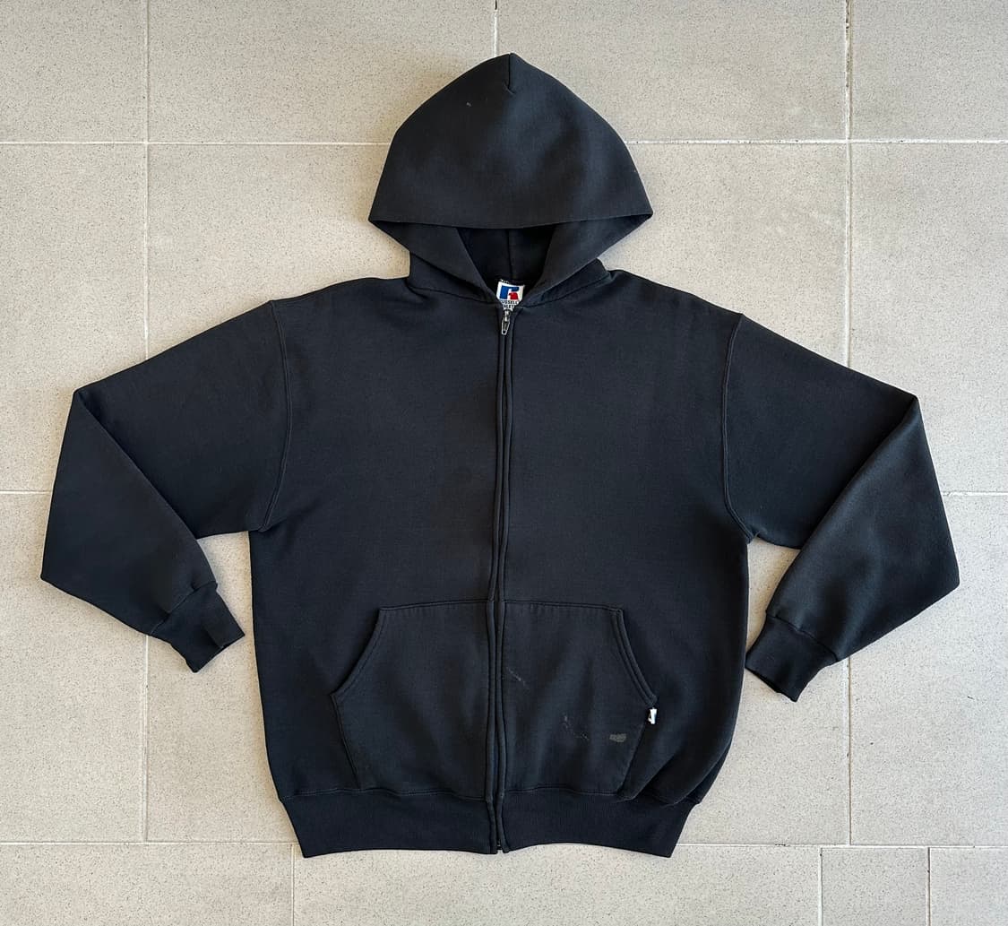 90s 빈티지 러셀 후드집업 블랙 L USA 상품이미지1