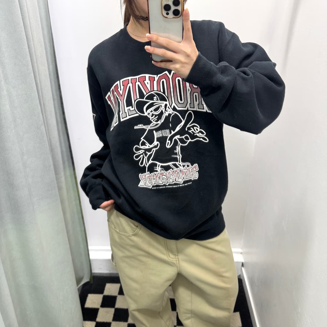 Grass hither 블랙 프린팅 스웻셔츠 상품이미지2