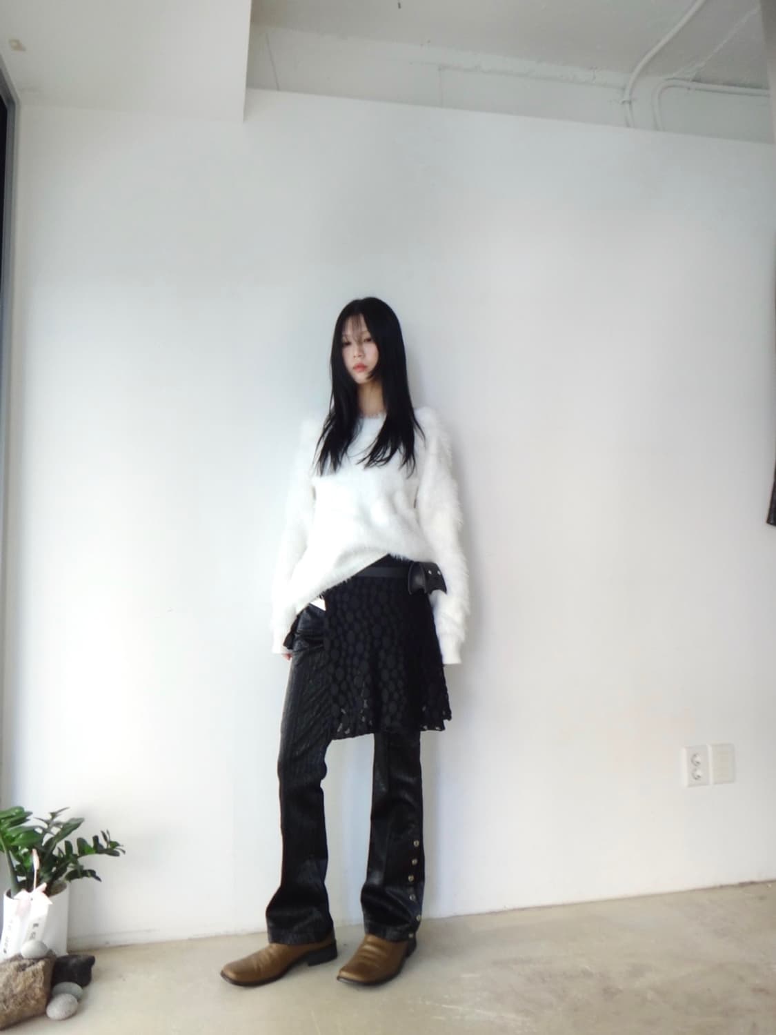 Fur trimming feminine knit / white 상품이미지2