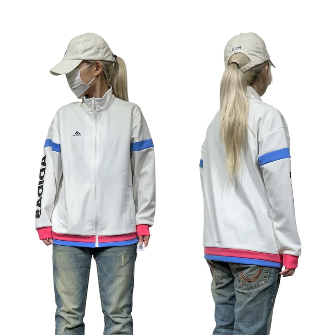 아디다스 화이트 블랙 빅 로고 트랙탑 져지 상품이미지1