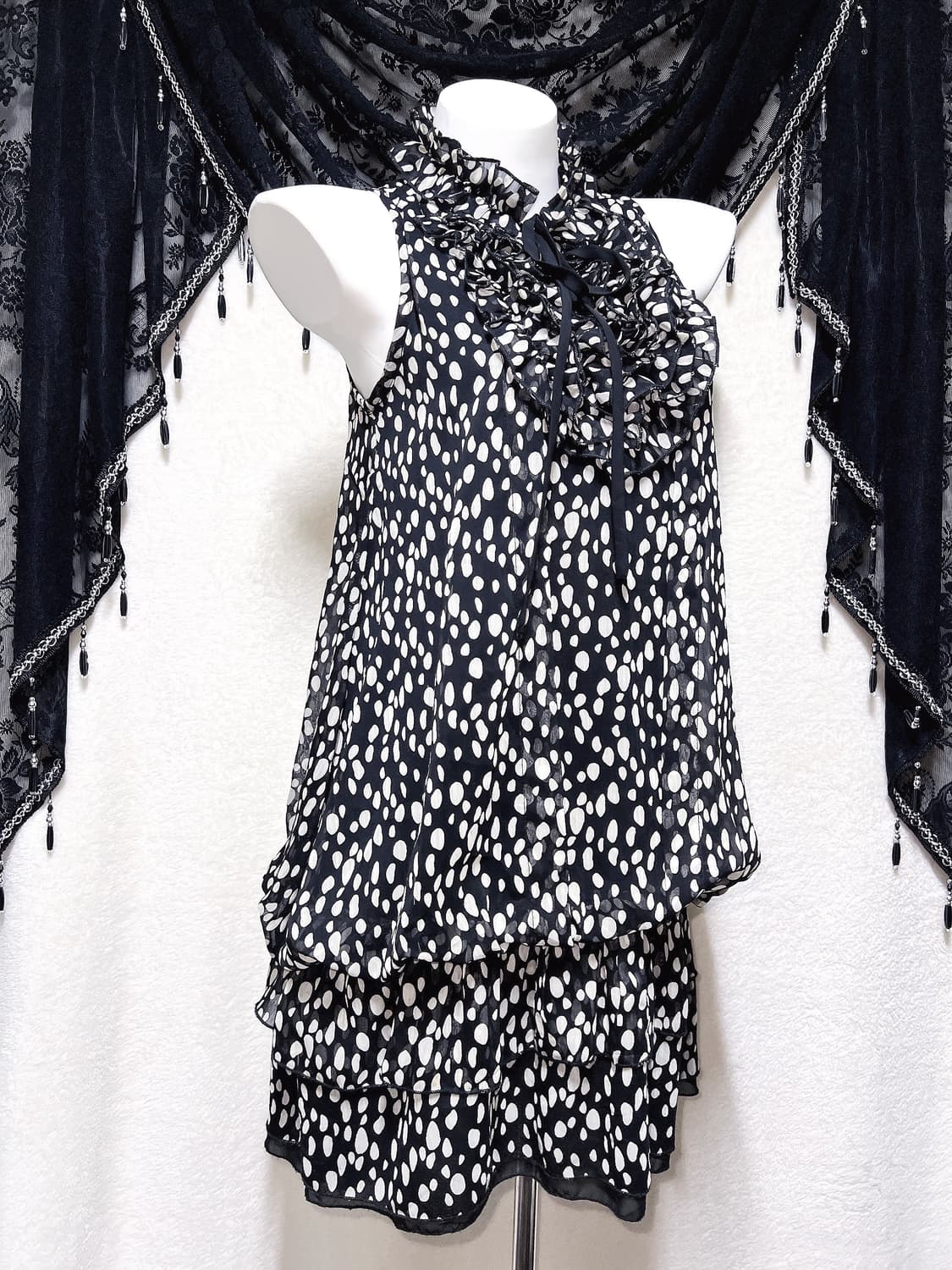 로맨틱고딕 고스로리 로걀 갸루 도트 땡땡이 프릴 캉캉 벌룬 쉬폰원피스 상품이미지6