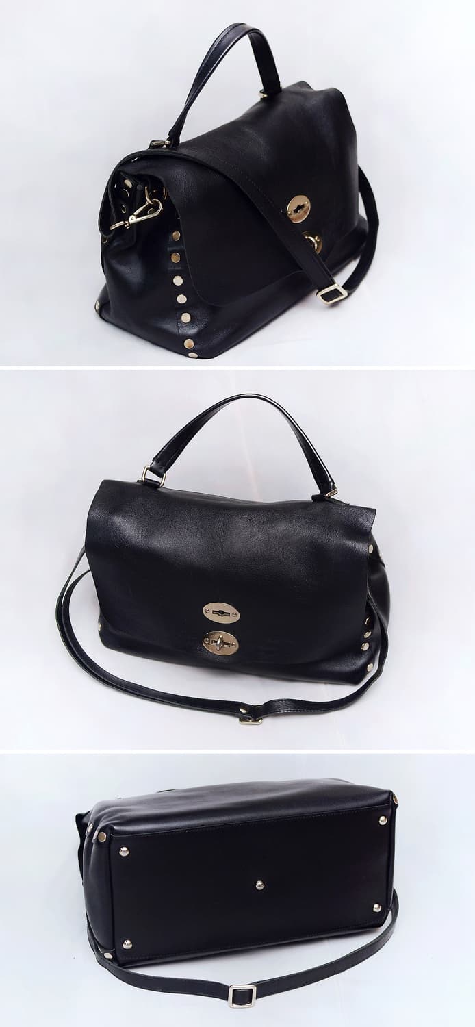 자넬라토 포스티나 M 오리지널 실크레더 금장 블랙 (토트.숄더) 상품이미지3