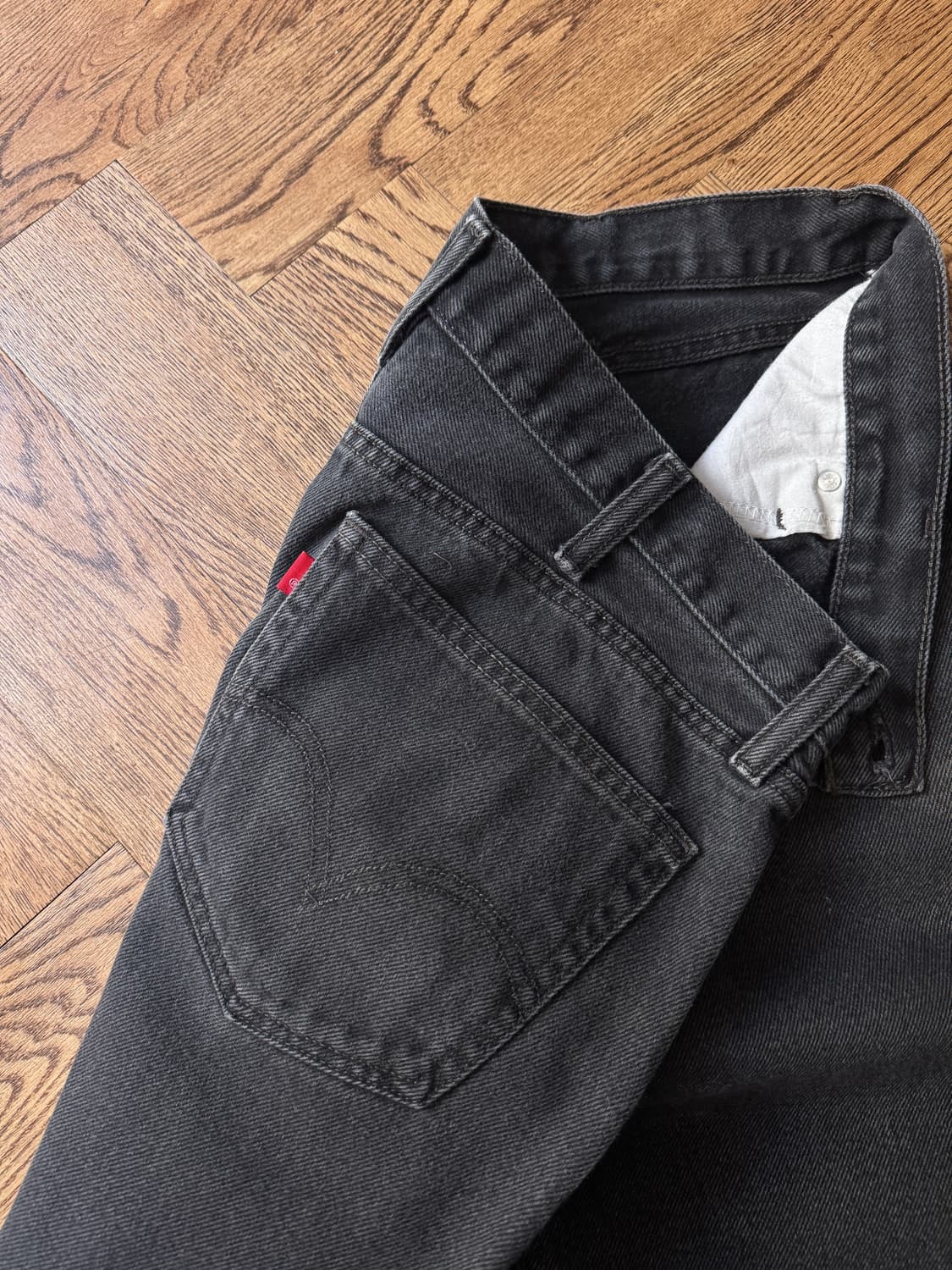 [40]리바이스 505 블랭크탭 빈티지 워싱 흑청 데님 팬츠 상품이미지5