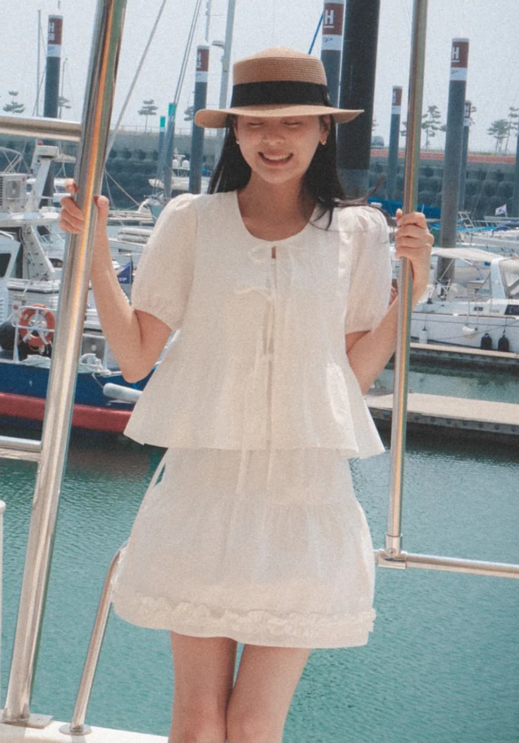 틸아이다이(TILLIDIE)프론트 리본 포인트 블라우스 상품이미지3