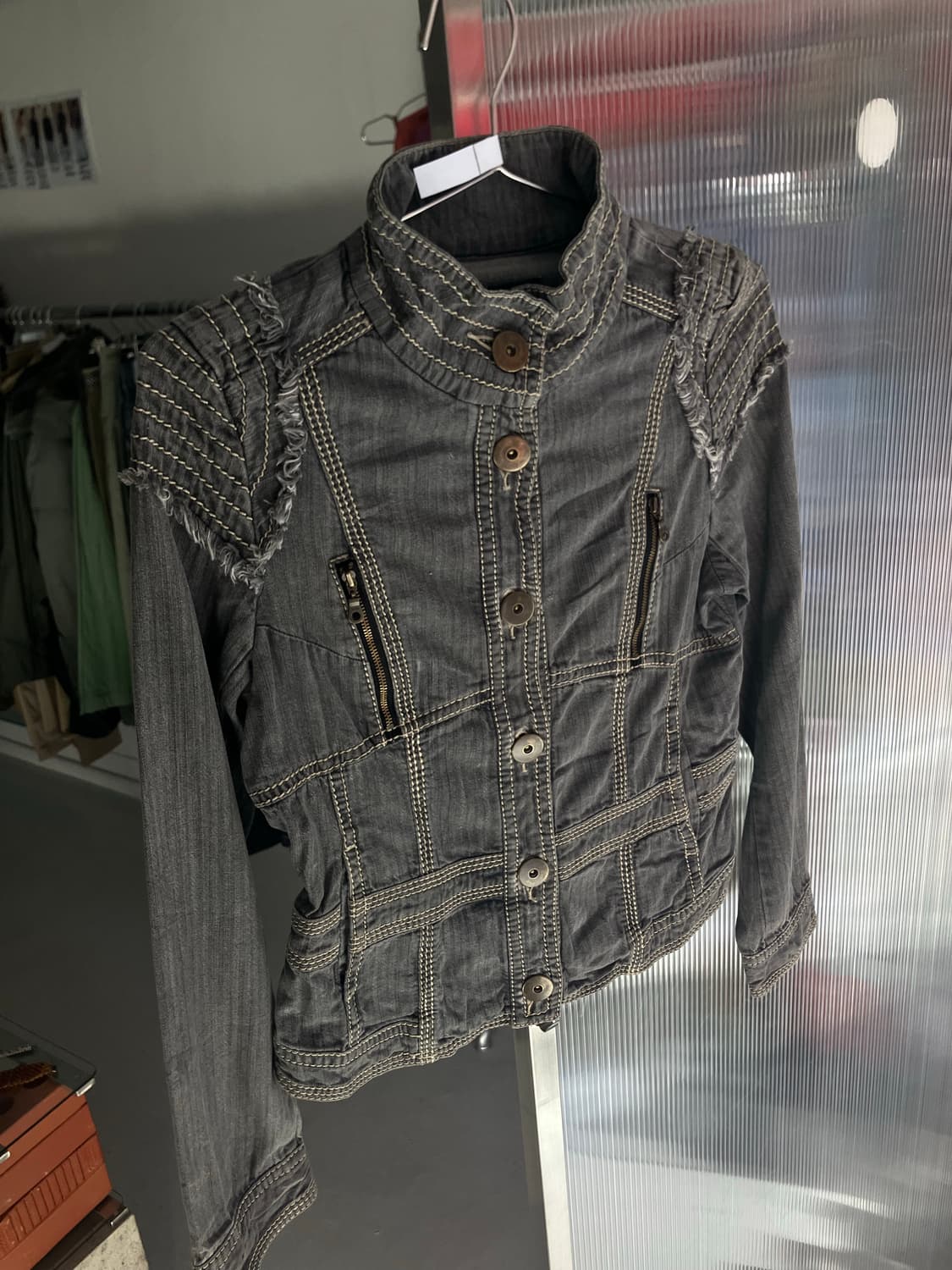 프린지 디테일 스티치데님 자켓 상품이미지2