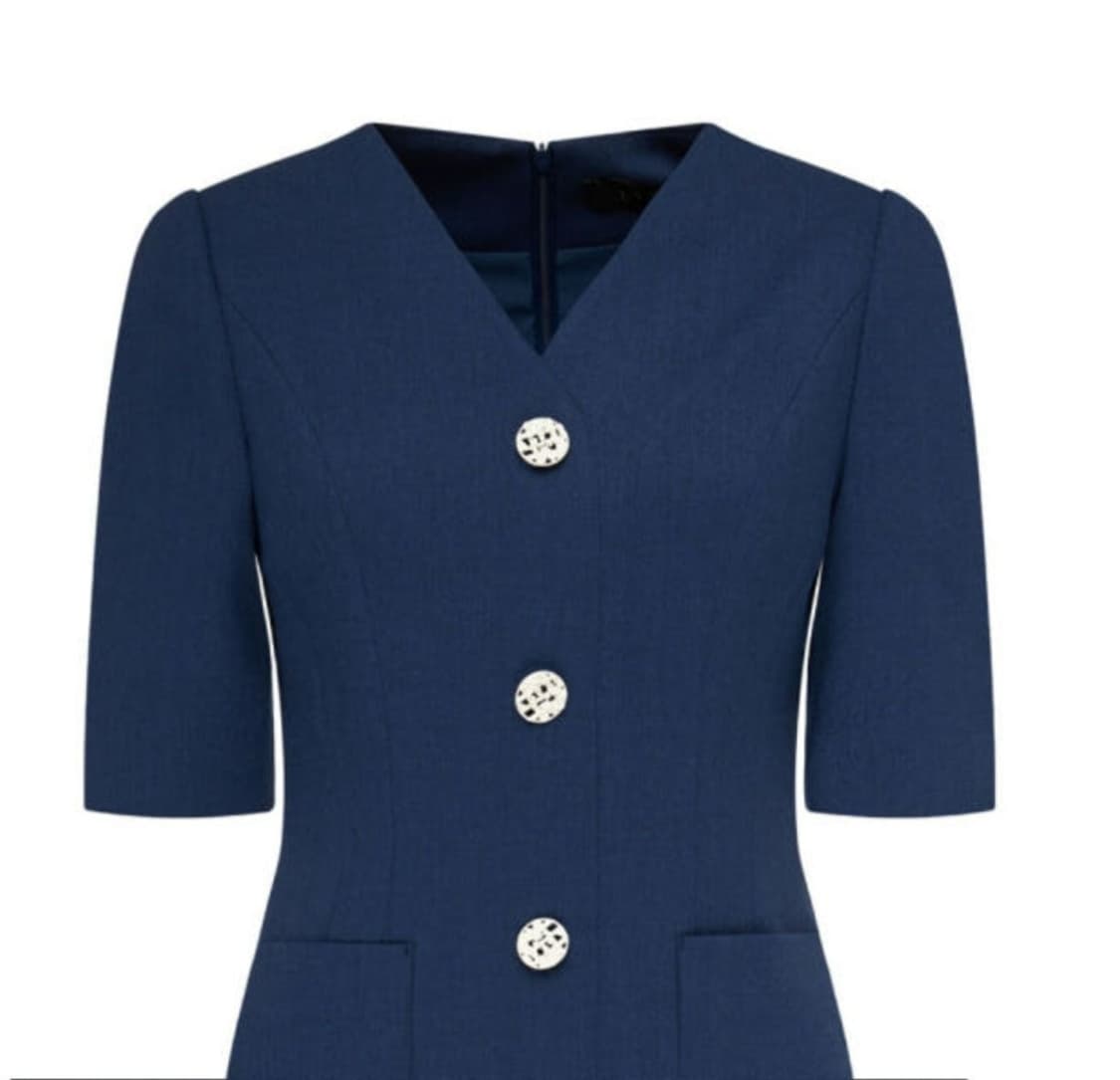 린 브이넥 포인트버튼 원피스 77사이즈 상품이미지4