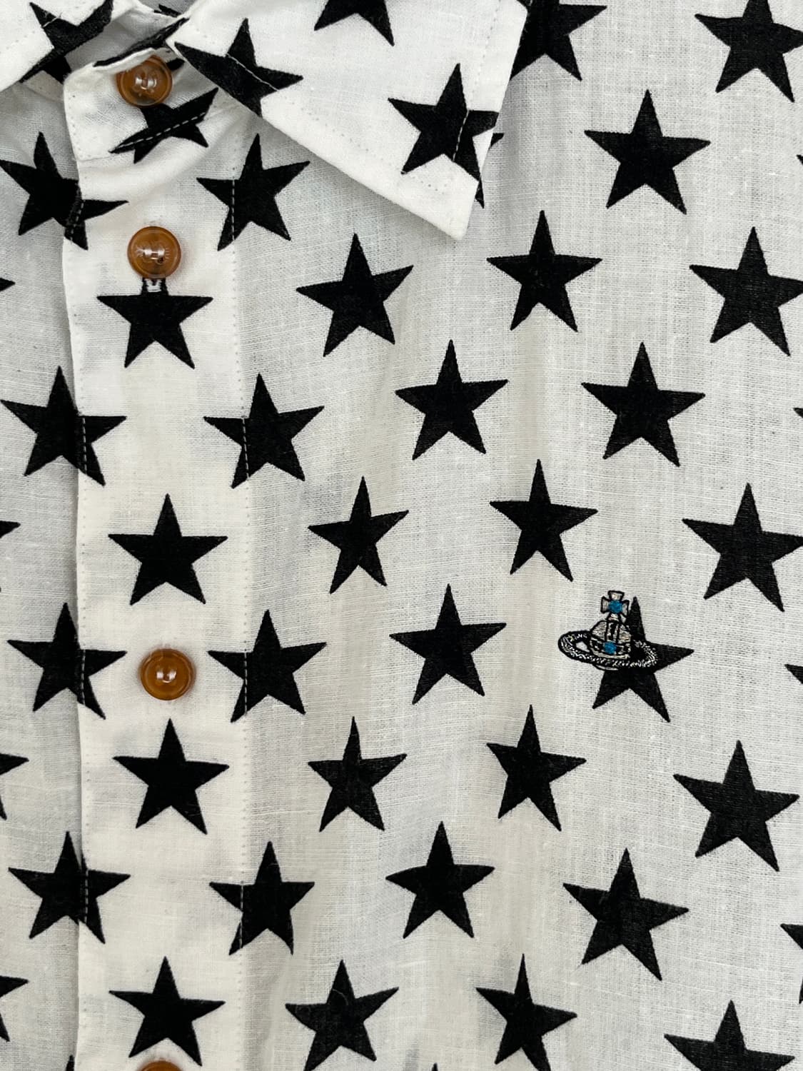 비비안 웨스트우드 반짝반짝 오브 로고 자수 스타 패턴 반팔 셔츠 상품이미지7