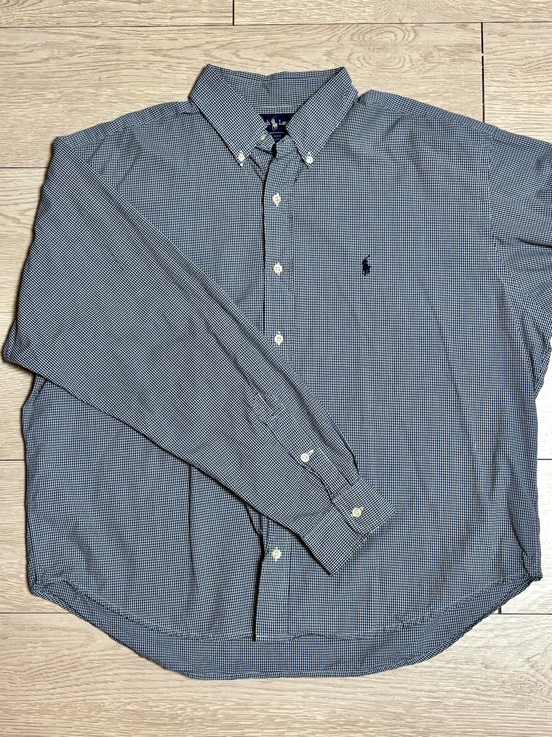 폴로 랄프로렌 깅엄체크 긴팔 셔츠 블루 L 상품이미지1