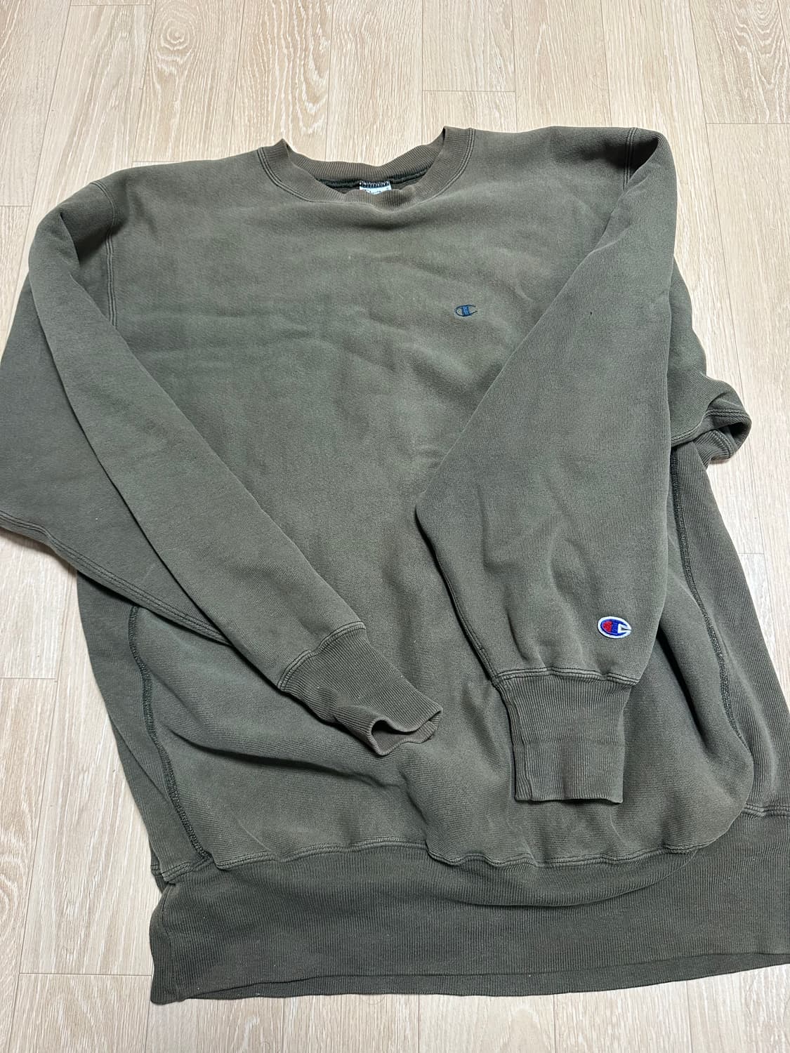 90s 챔피온 리버스위브 맨투맨 카키 2xl 상품이미지5