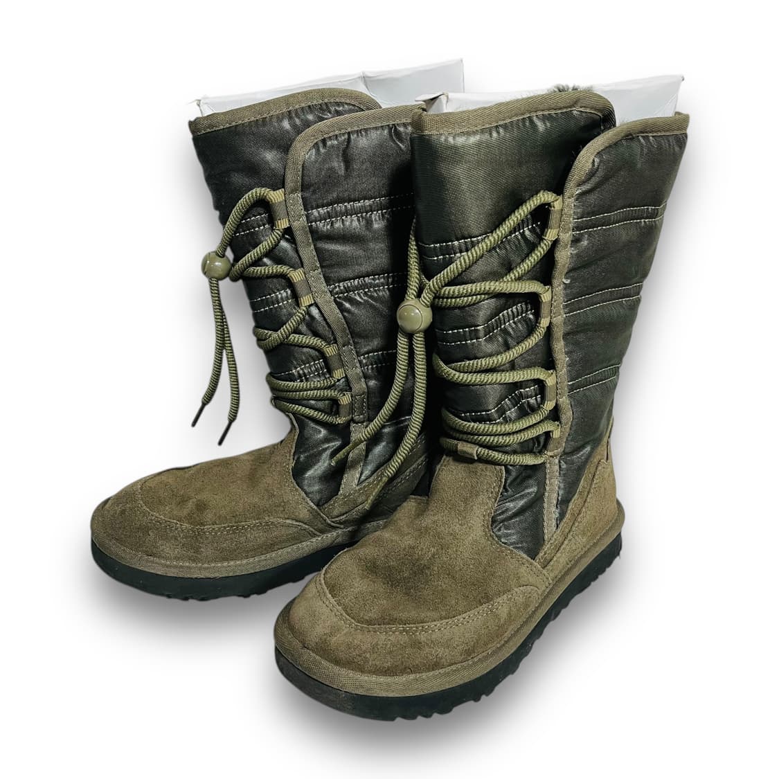 HOZ 아메리칸 글로시 카키 캐주얼 어그 부츠 상품이미지1