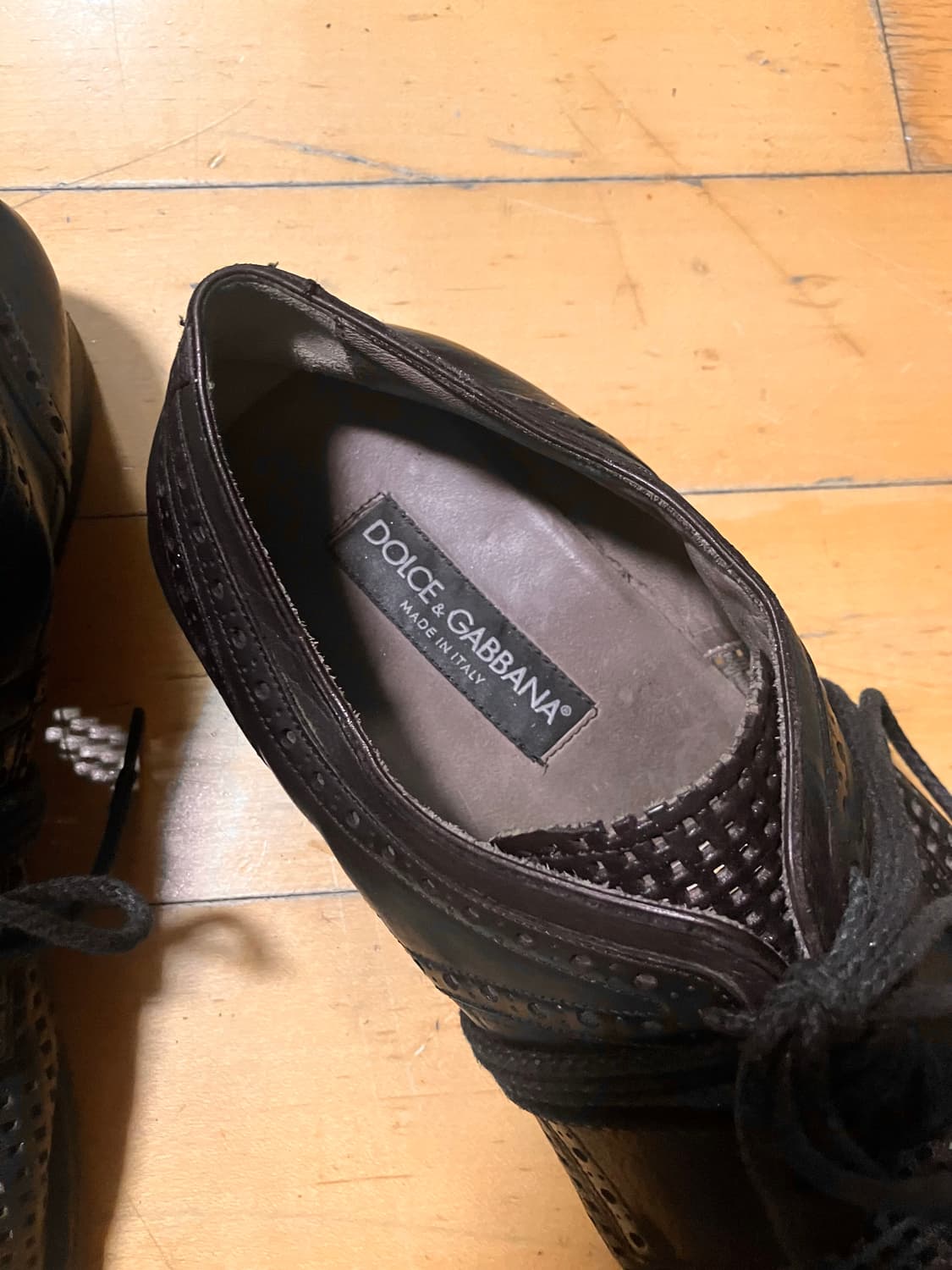 D&G 90s 돌체앤가바나 메탈 페인티드 펀칭 더비 275-80 상품이미지5