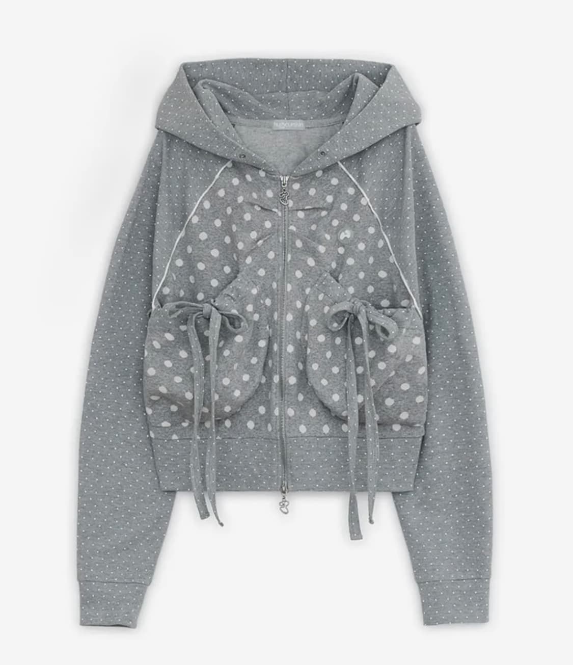 허그유어스킨 도트 후드집업 그레이 판매합니다 상품이미지1