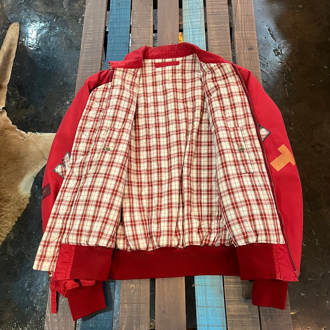 90s 칼헬무트 패치워크 Ma-1 핑크하우스 상품이미지7