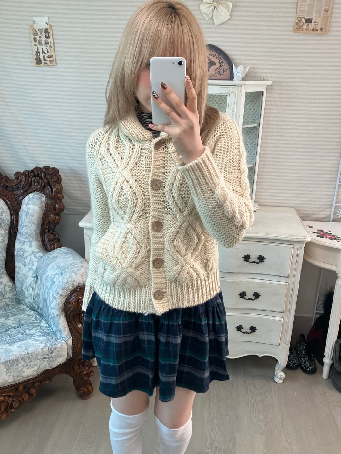 얼스뮤직 아이보리 울 포켓 가디건 상품이미지4