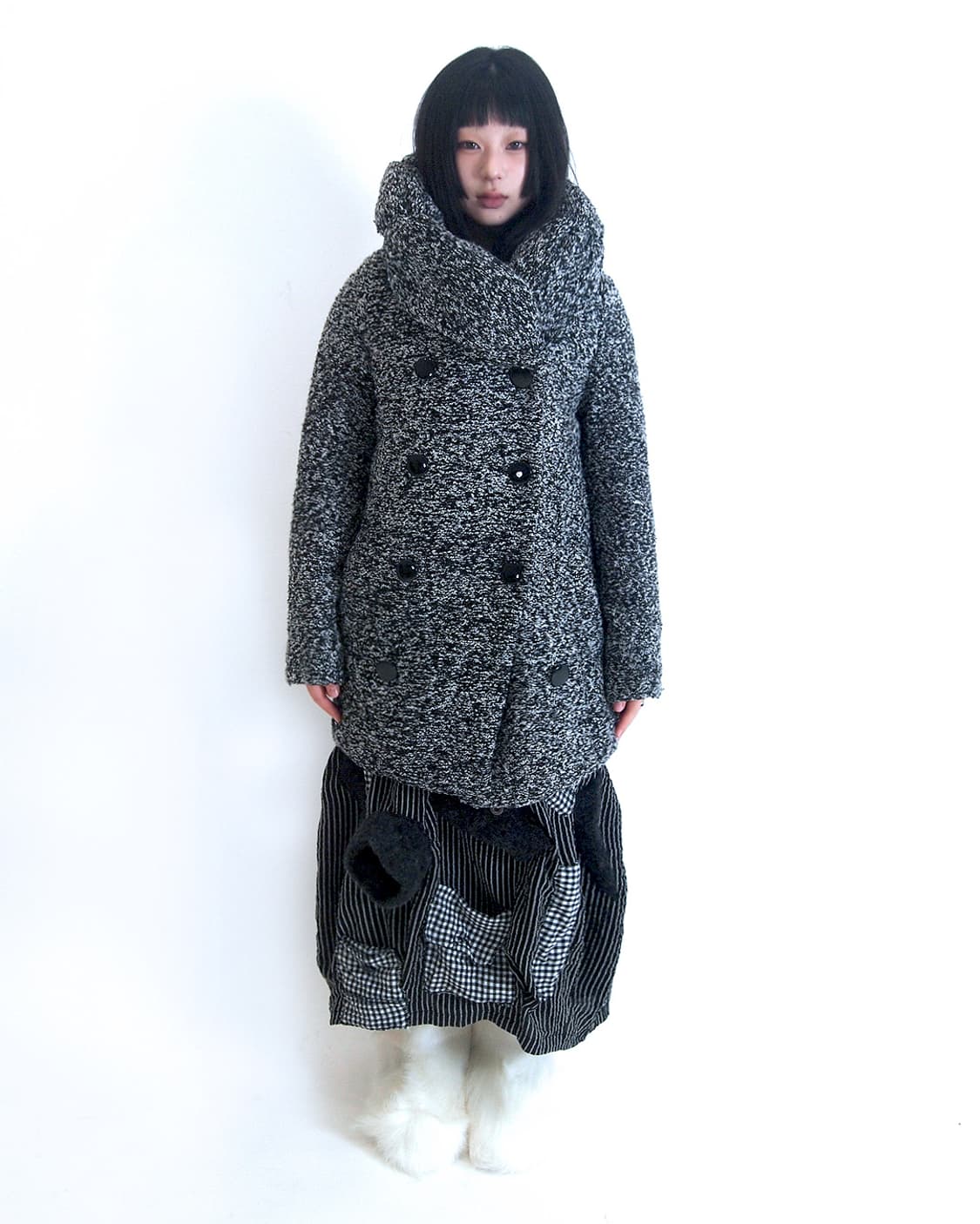Cloud puff collar thick bokashi coat 상품이미지2