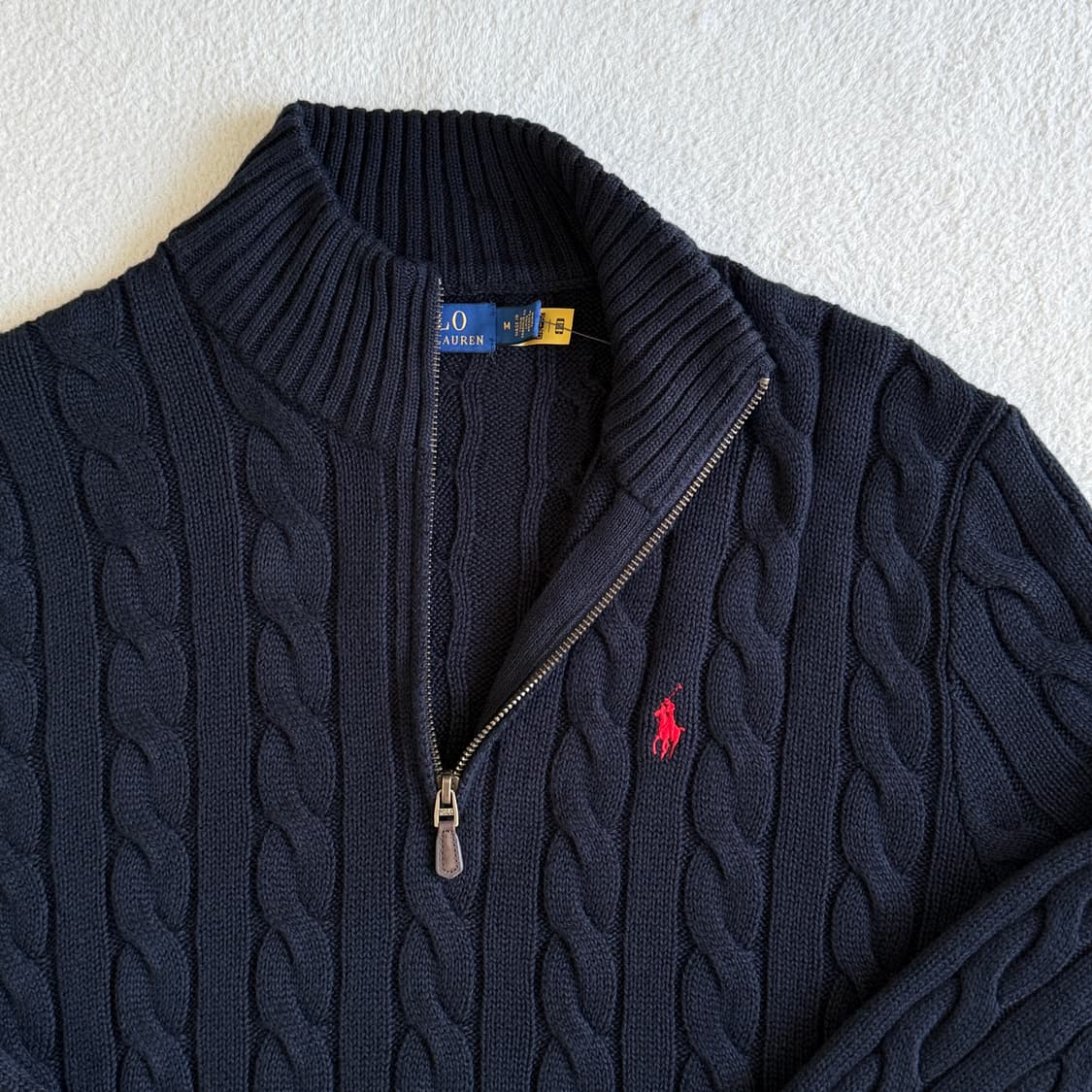 폴로랄프로렌 꽈배기 하프집업 니트 네이비 상품이미지3