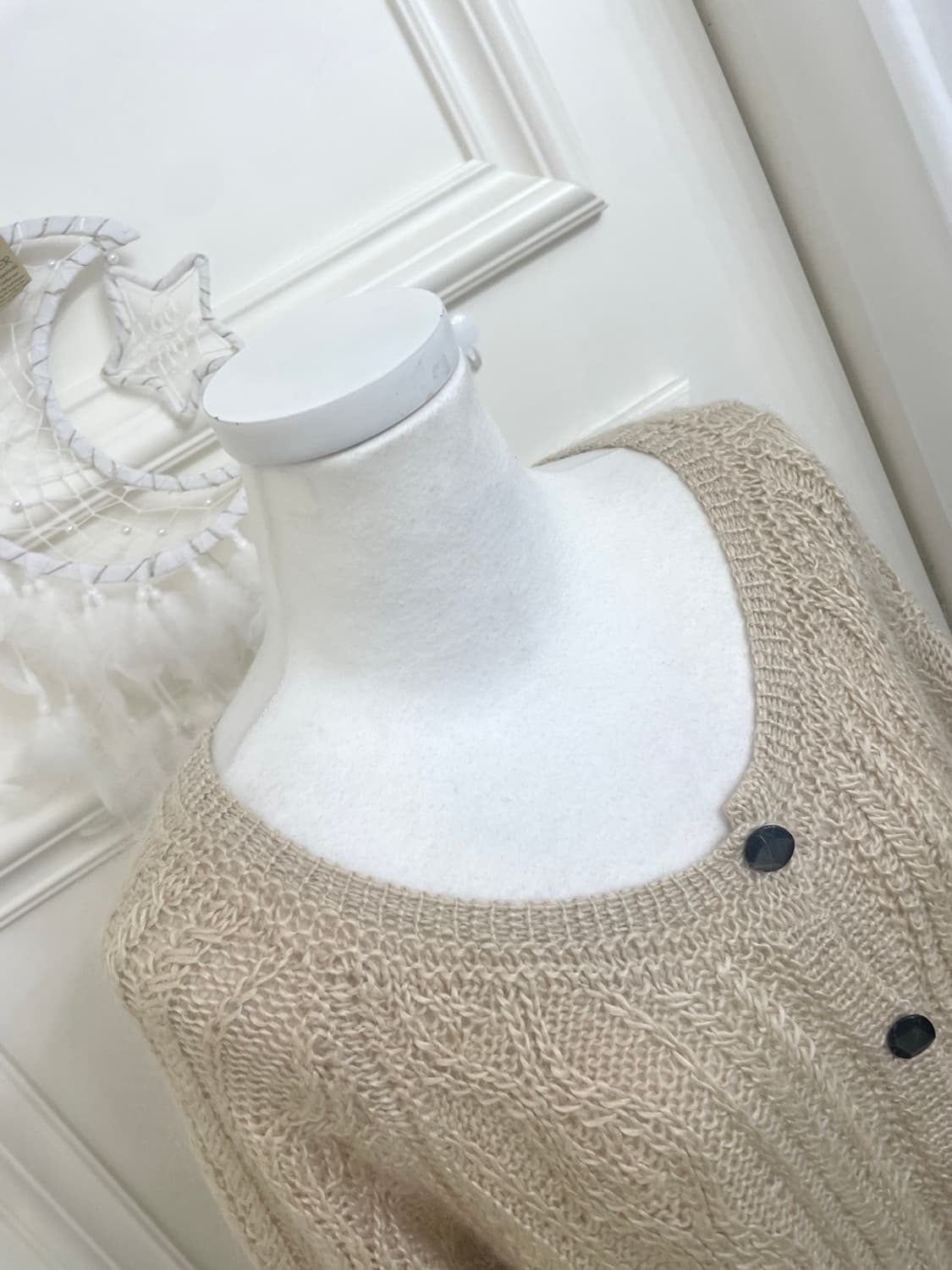 beige wool silk twist loose cardigan 상품이미지7