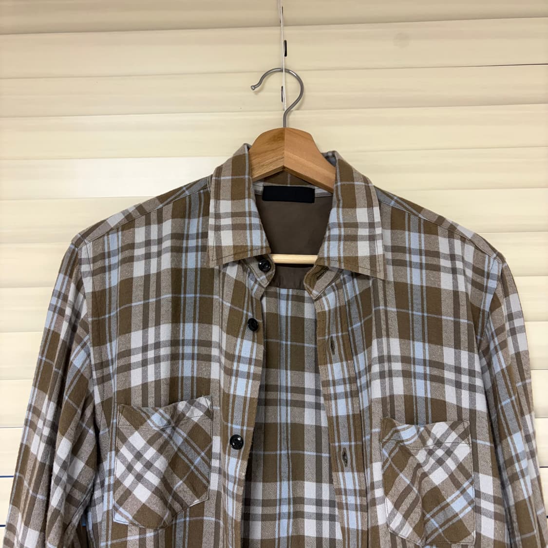 언유즈드 UNUSED 투포켓 레이온 플란넬 셔츠 브라운 3 상품이미지2