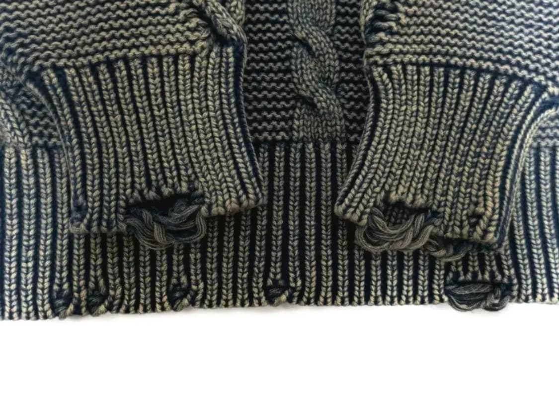 24SS 카미야 by 미하라 야스히로 케이블 데미지 니트 상품이미지5