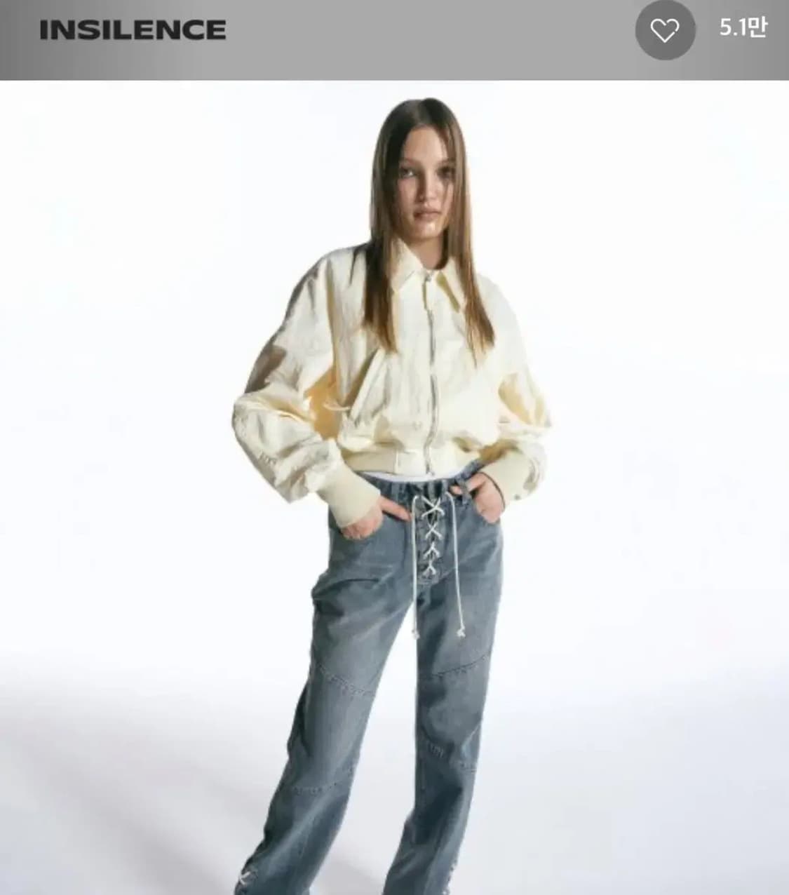 인사일런스 우먼 셔링 크롭 봄버 크림 m 상품이미지1