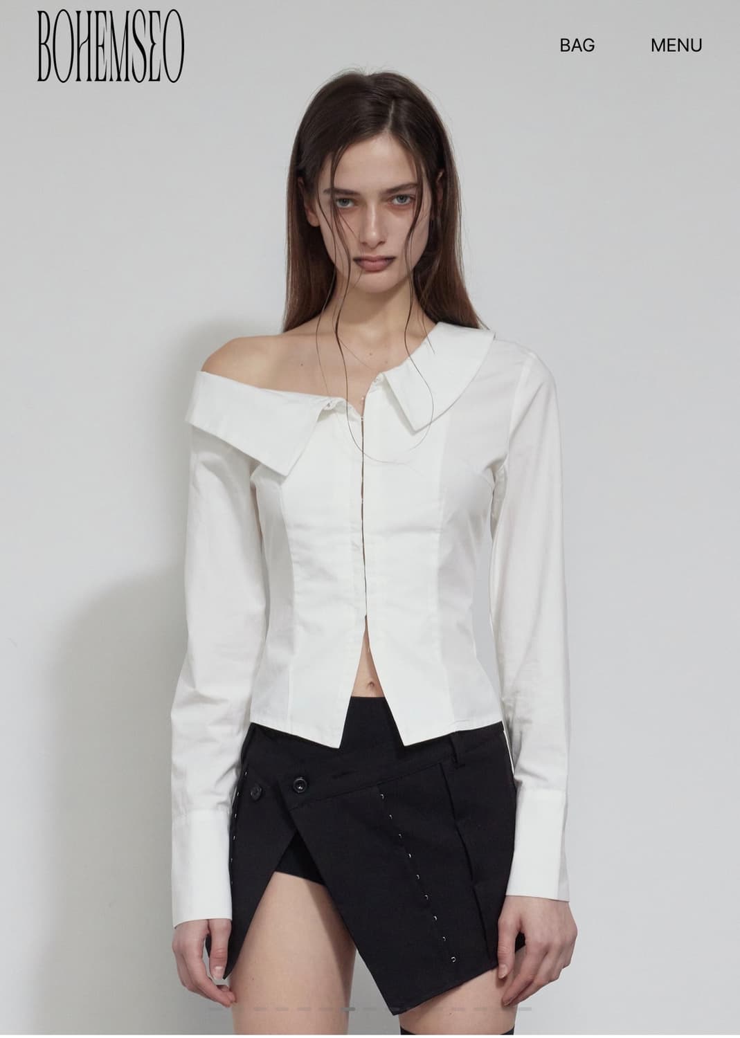 보헤미안서울 ONE SHOULDER SLIM-FIT SHIRT 원숄더셔츠 상품이미지1