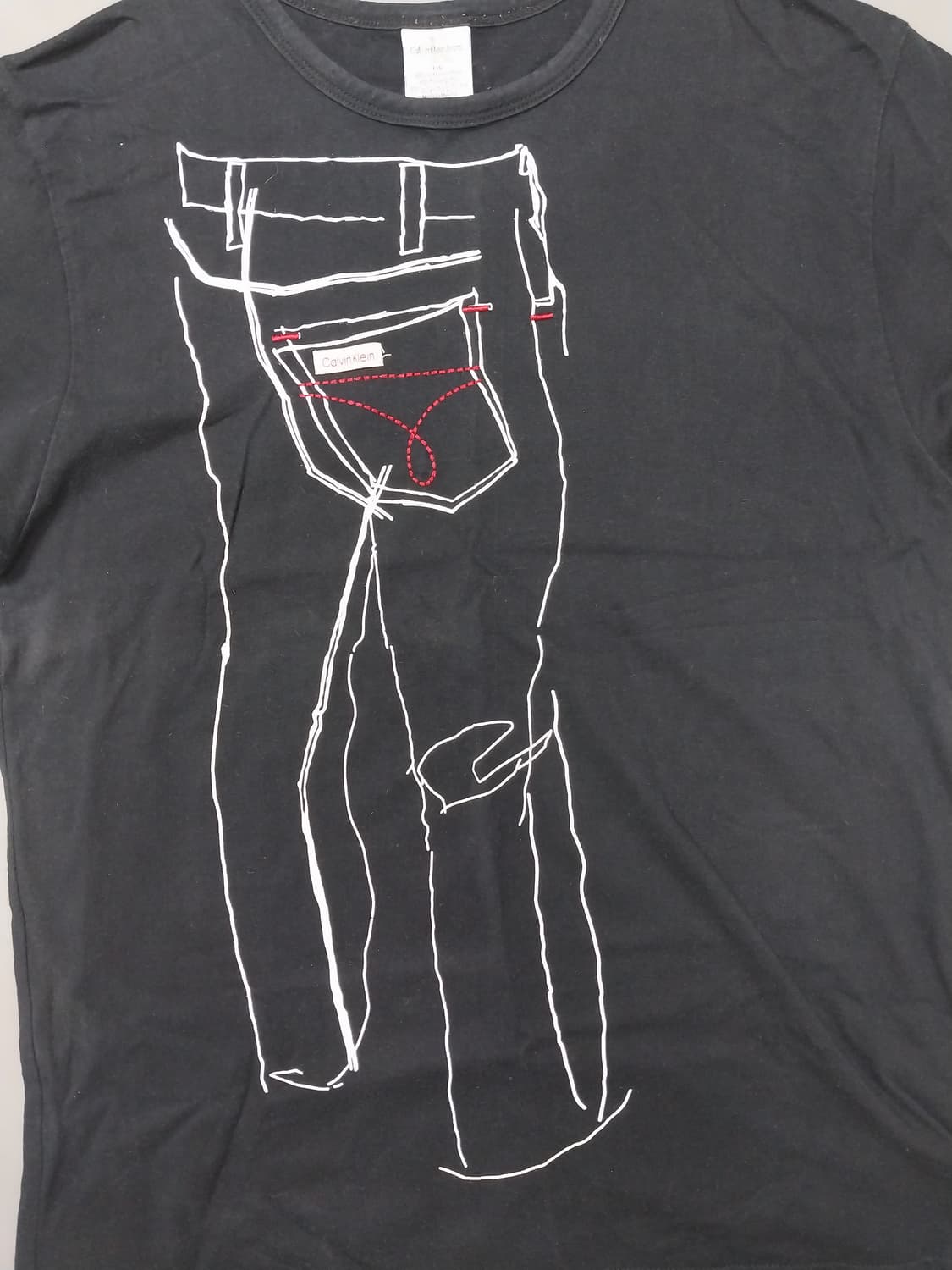 [L] 캘빈클라인 진스 드로잉 데님 그래픽 반팔 티셔츠 상품이미지4