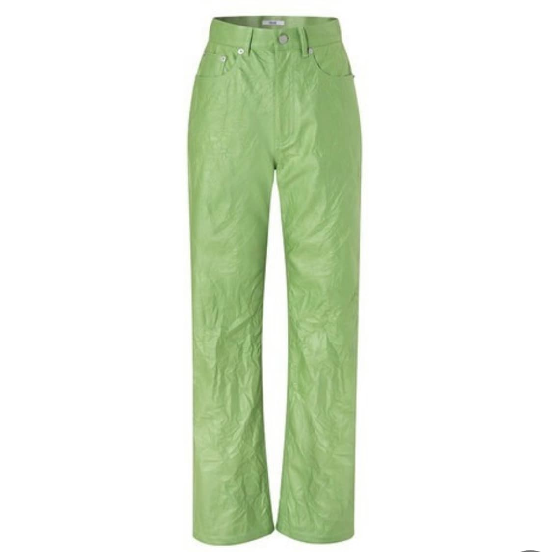 TEAK FAUX LEATHER WRINKLE JEANS GREEN S 상품이미지1