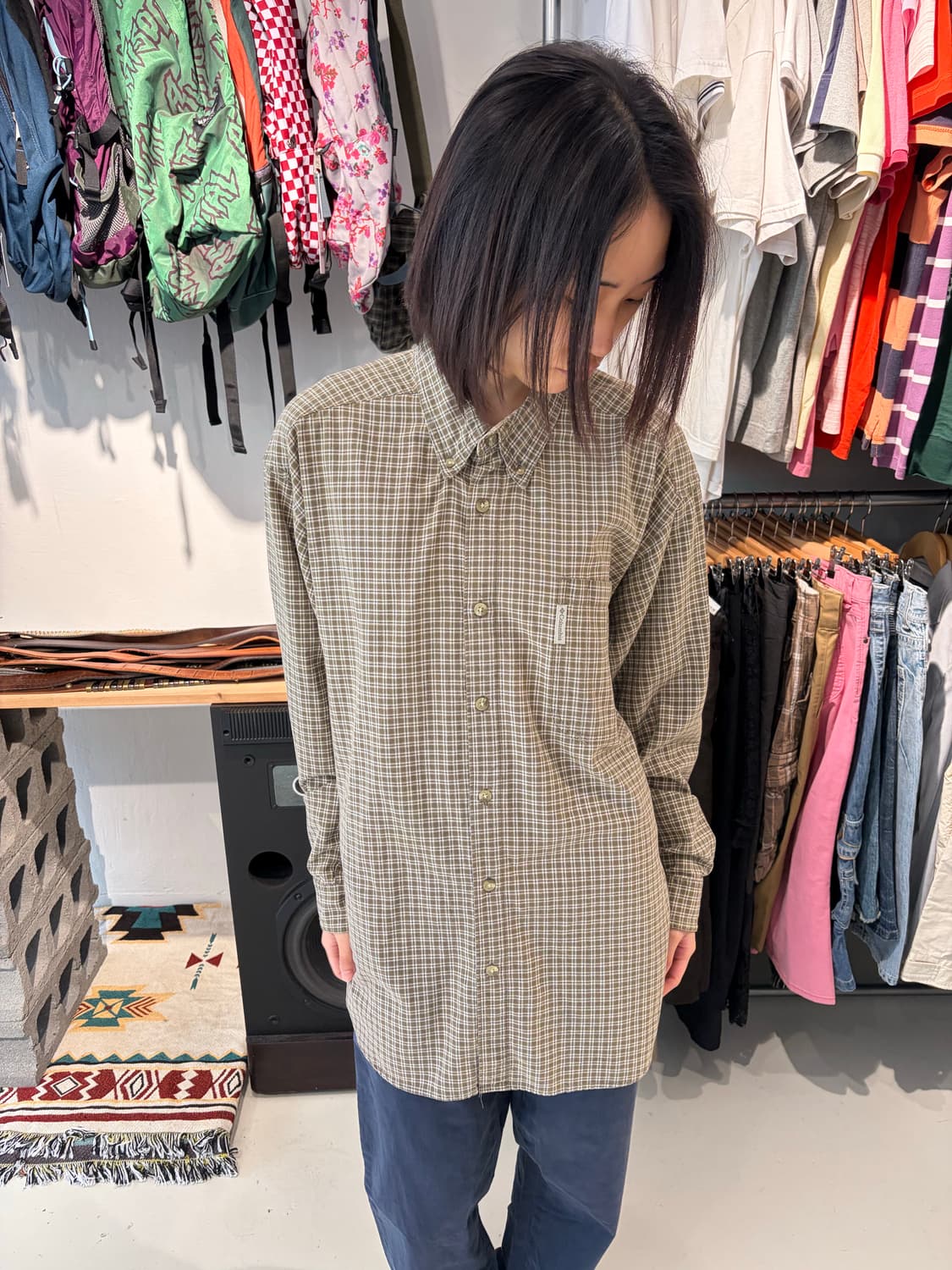 Columbia 올리브 체크 긴팔 셔츠 L 상품이미지4