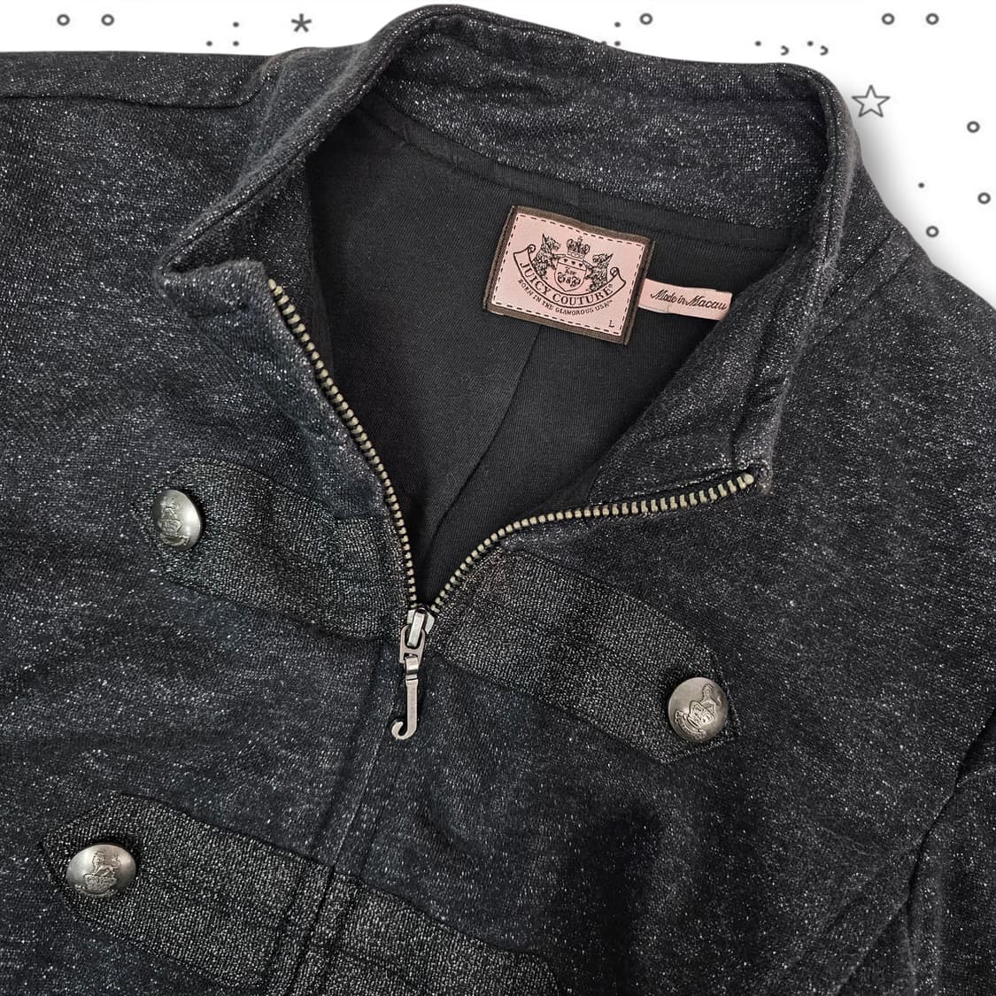 L JUICY COUTURE 글리터 챠콜 나폴레옹 투버튼 자켓 상품이미지3