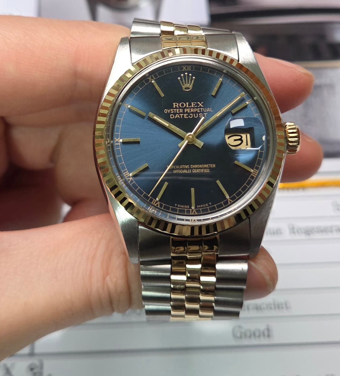 롤렉스 데이저스트 16013 콤비 네이비청판 쥬빌리줄 (감정서 포함) 상품이미지3