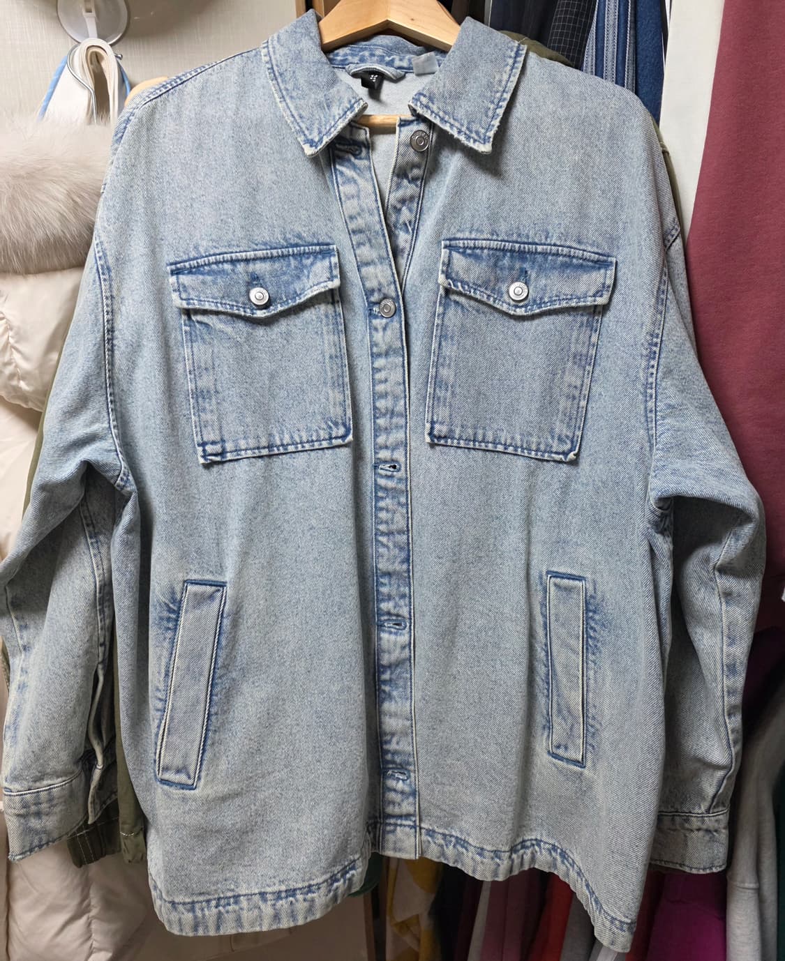 h&m 오버핏 데님 셔츠 자켓 상품이미지5