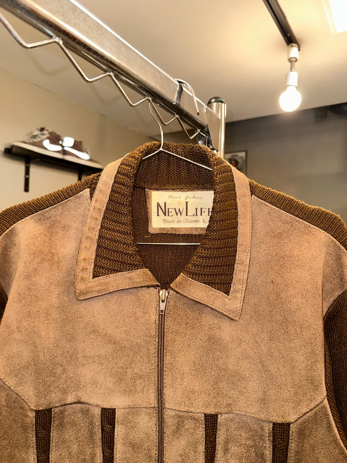 90’s Japanese Cow-suede aged knit jacket 상품이미지5