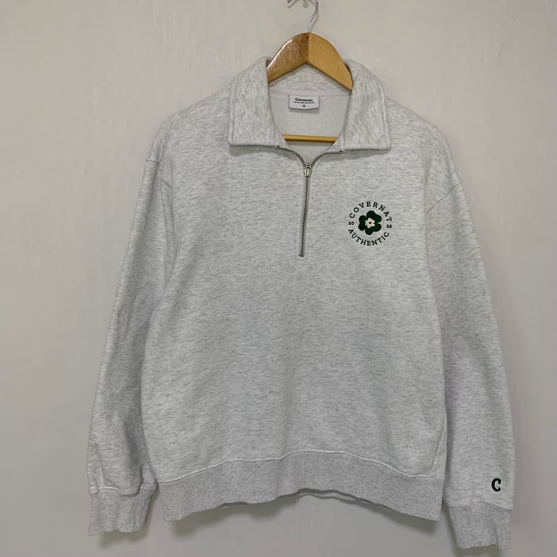 커버낫 하프집업 반집업 맨투맨 라이트 그레이 빈티지 남녀공용 M 상품이미지2