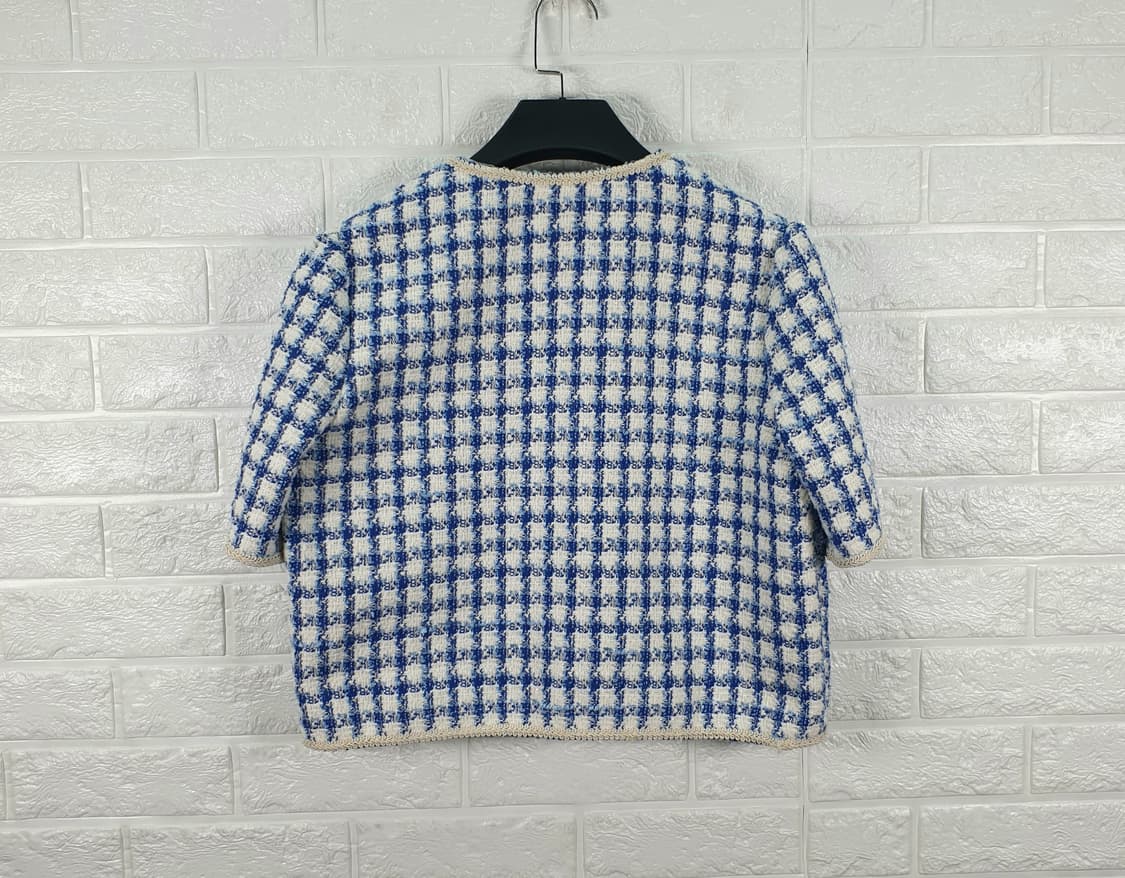 [F]JJ지고트 체크 트위드 반팔 자켓 상품이미지3