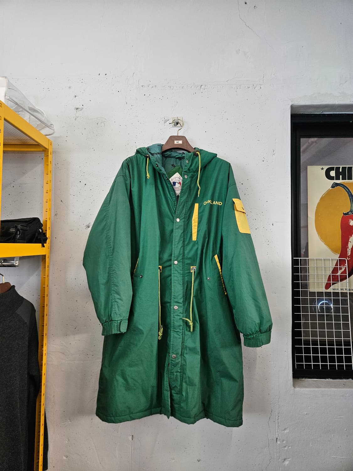 MLB 오클랜드 어슬레틱스 그린 야구 롱패딩 상품이미지1