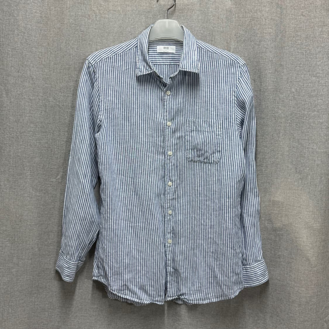 [L] 유니클로 스트라이프 린넨 마 셔츠 남방 상품이미지1
