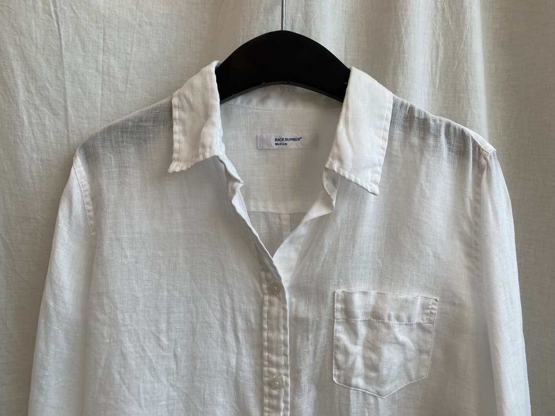 BACK NUMBER 화이트 린넨셔츠(M) 상품이미지3