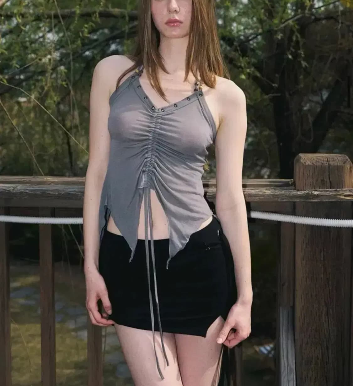 플리즈노팔로우 Cleo Cross Halter Sleeveless Top 상품이미지1