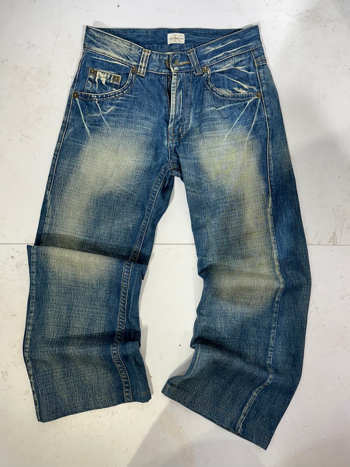 Ck 캘빈 클라인 중청 대대장 포켓 디테일 워싱 와이드 데님 팬츠  상품이미지4