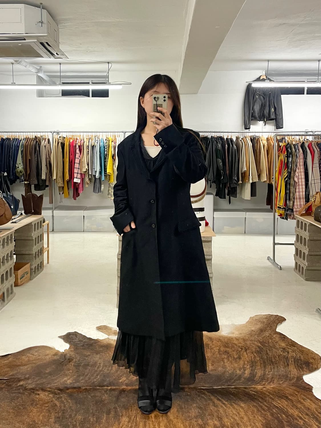 꼼데가르송 자수 테이핑 롱 코트 상품이미지1