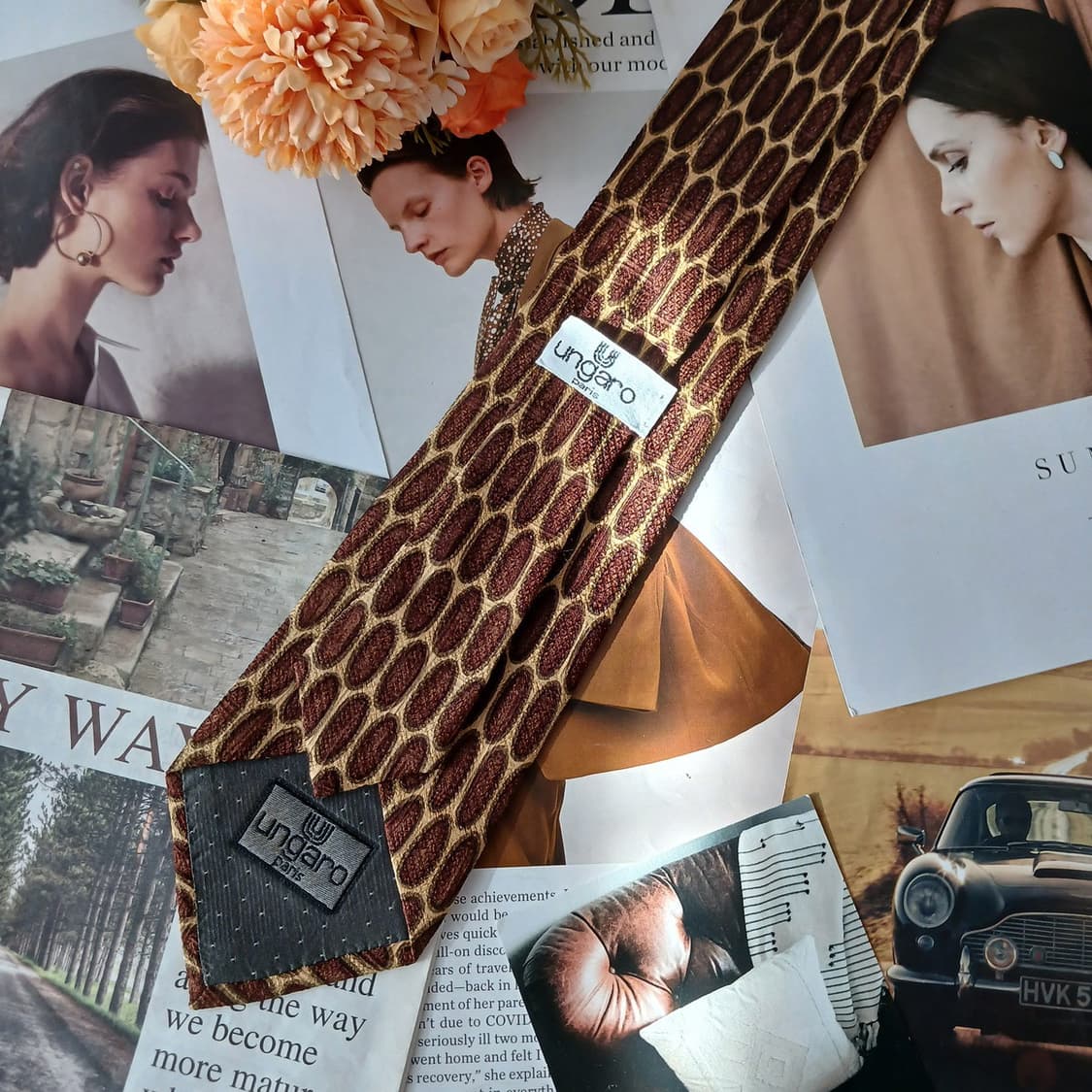 웅가로 실크 브라운 오벌 자카드 넥타이 9.3cm A+등급 A19197
 상품이미지4