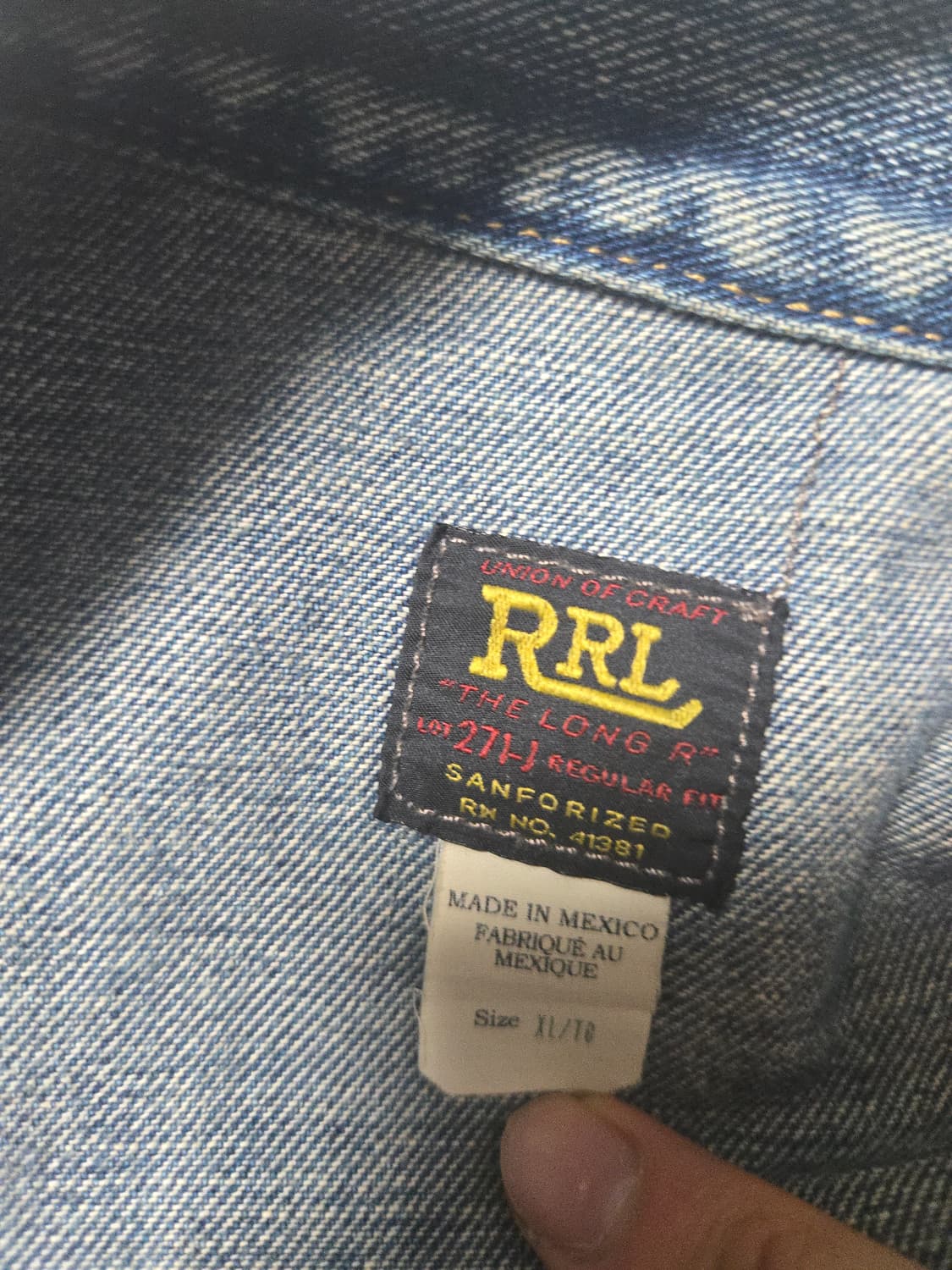 RRL 271 데님 트러커 자켓 리랜드 워시 XL사이즈 상품이미지2