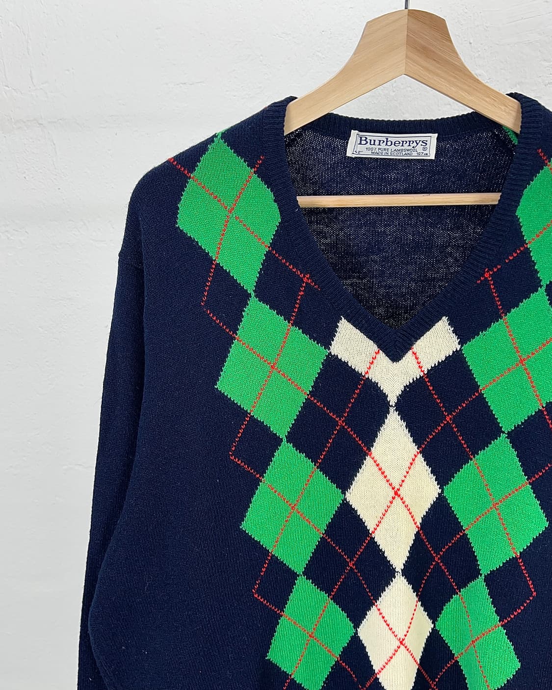 버버리 아가일 브이넥 램스울 니트 스웨터 상품이미지2