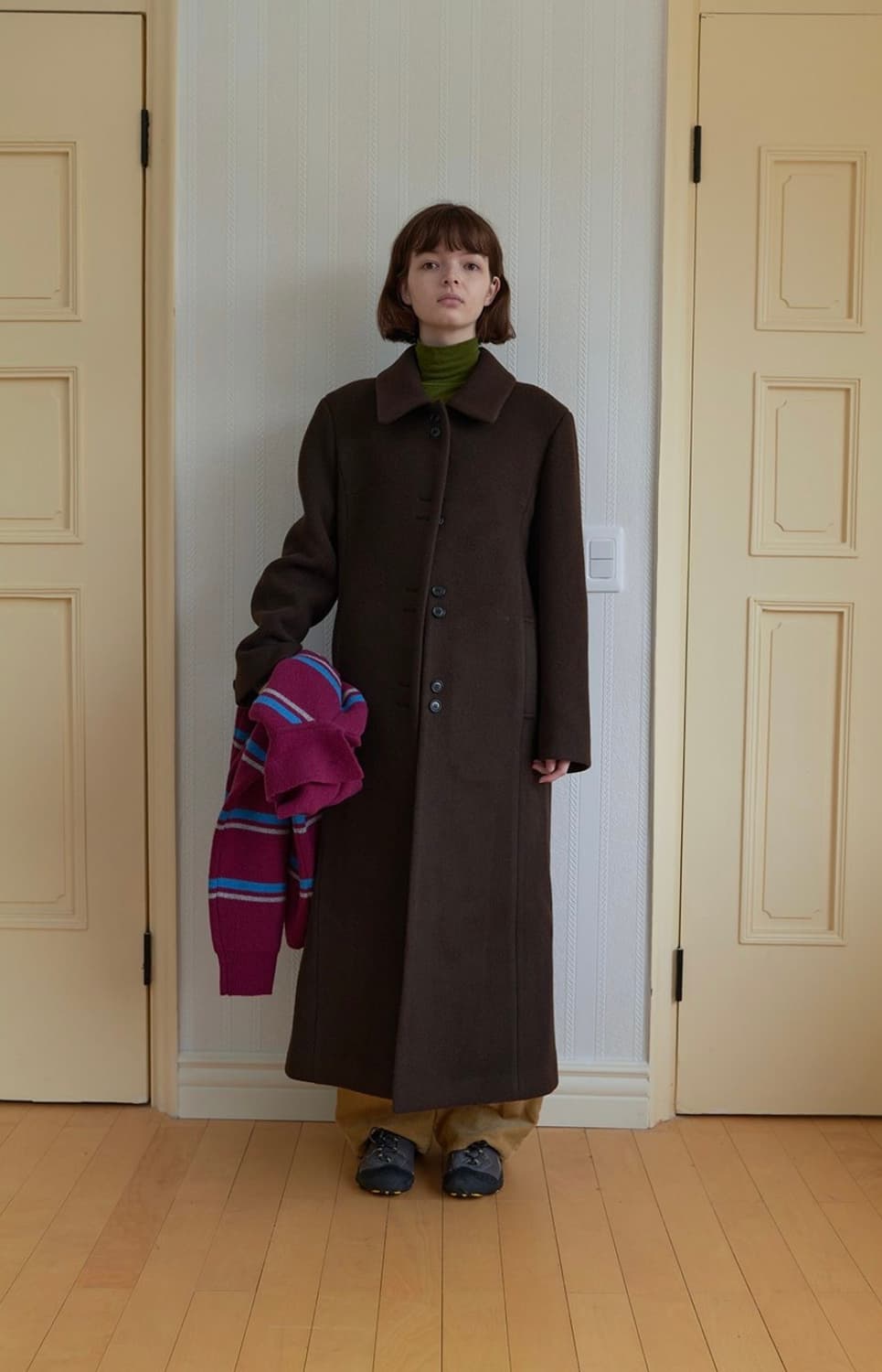 [노컨텐츠] 클래식 롱 코트 다크브라운 상품이미지1